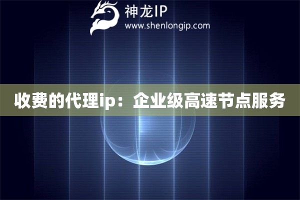收费的代理ip：企业级高速节点服务
