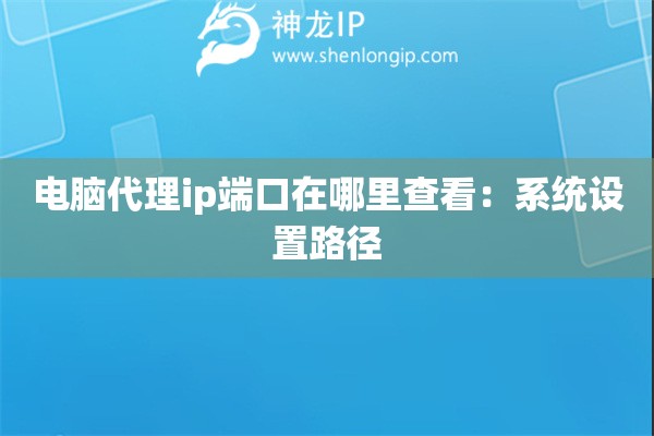 电脑代理ip端口在哪里查看：系统设置路径