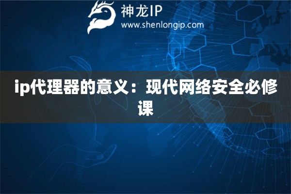 ip代理器的意义：现代网络安全必修课