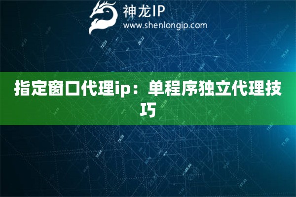 指定窗口代理ip：单程序独立代理技巧