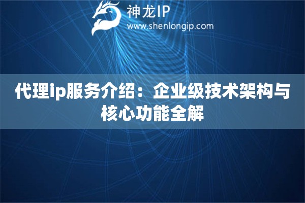 代理ip服务介绍：企业级技术架构与核心功能全解