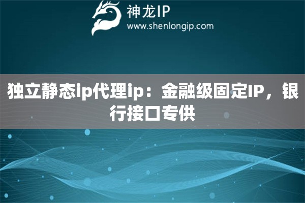 独立静态ip代理ip：金融级固定IP，银行接口专供