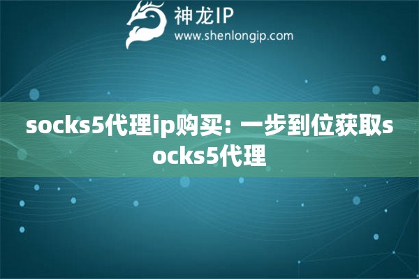 socks5代理ip购买: 一步到位获取socks5代理