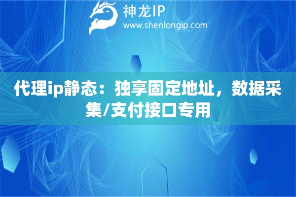 代理ip静态：独享固定地址，数据采集/支付接口专用
