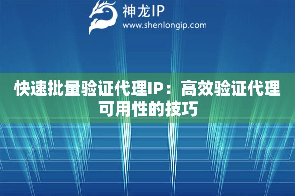 快速批量验证代理IP：高效验证代理可用性的技巧