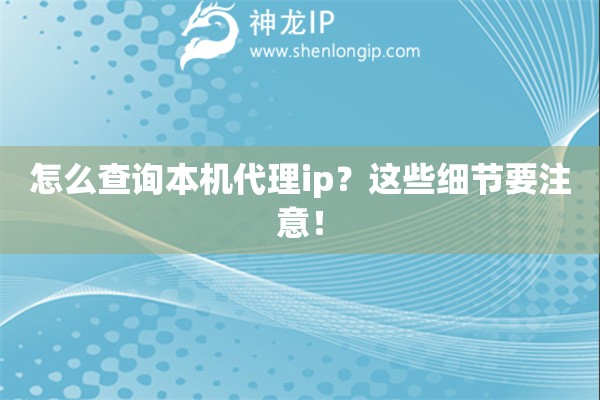 怎么查询本机代理ip？这些细节要注意！