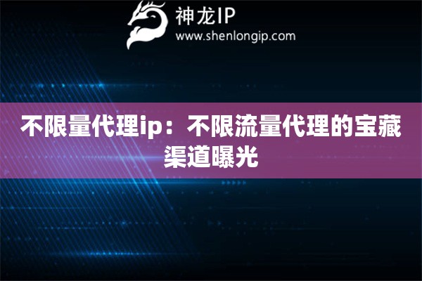 不限量代理ip：不限流量代理的宝藏渠道曝光