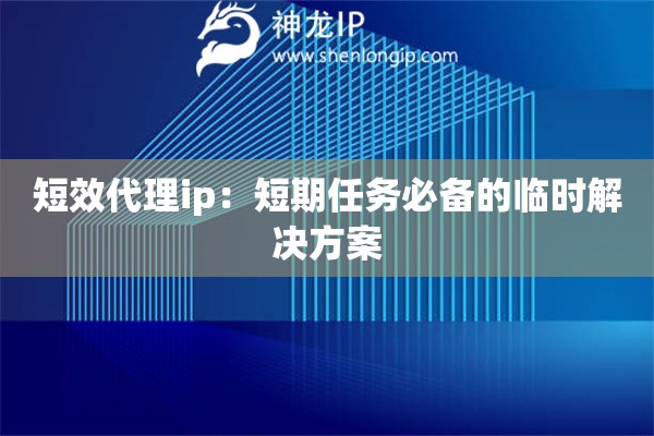 短效代理ip：短期任务必备的临时解决方案