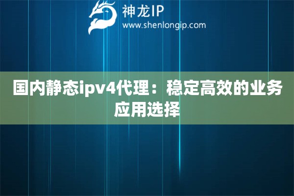 国内静态ipv4代理：稳定高效的业务应用选择