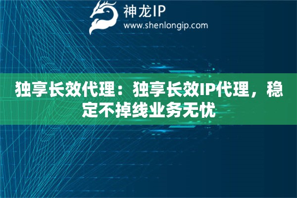 独享长效代理：独享长效IP代理，稳定不掉线业务无忧