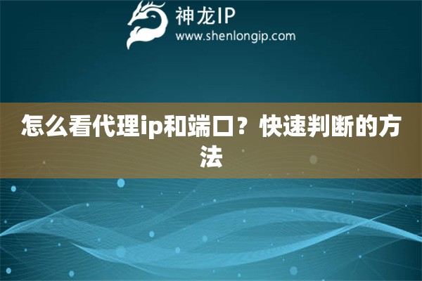 怎么看代理ip和端口？快速判断的方法