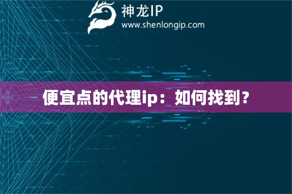 便宜点的代理ip：如何找到？