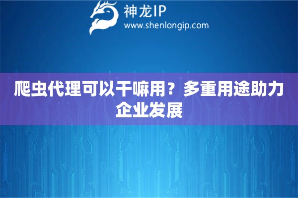 爬虫代理可以干嘛用？多重用途助力企业发展