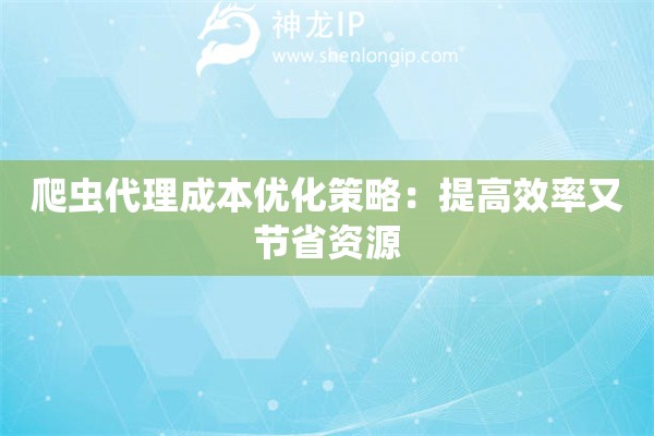 爬虫代理成本优化策略：提高效率又节省资源