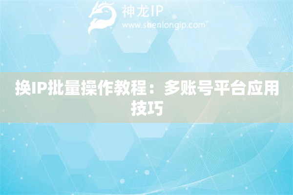 换IP批量操作教程：多账号平台应用技巧