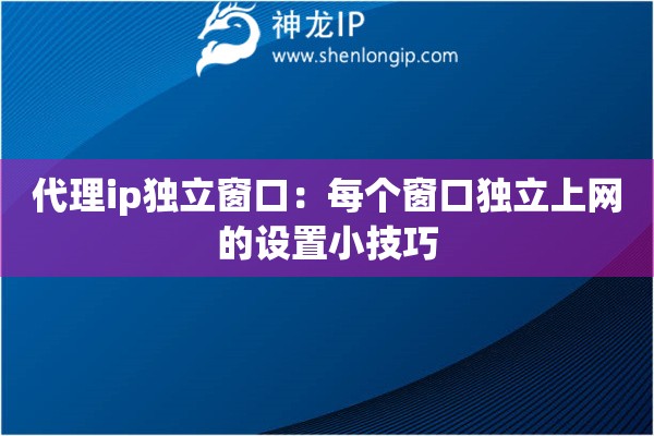 代理ip独立窗口：每个窗口独立上网的设置小技巧