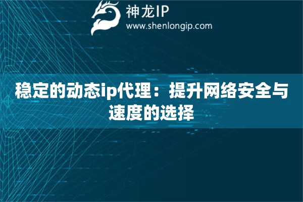 稳定的动态ip代理：提升网络安全与速度的选择