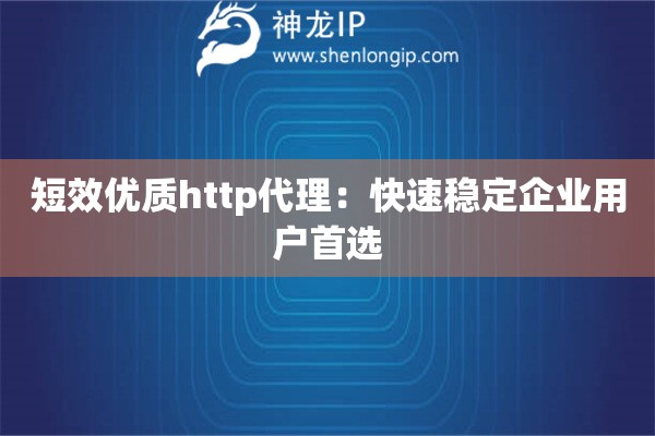 短效优质http代理：快速稳定企业用户首选