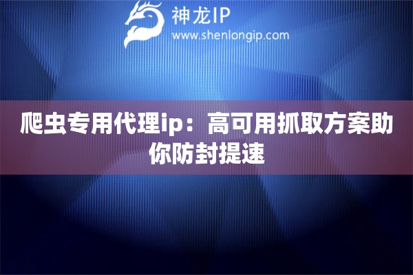 爬虫专用代理ip：高可用抓取方案助你防封提速
