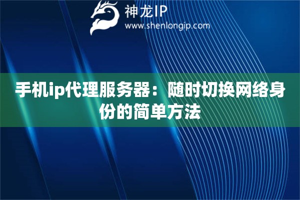 手机ip代理服务器：随时切换网络身份的简单方法