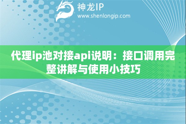 代理ip池对接api说明：接口调用完整讲解与使用小技巧