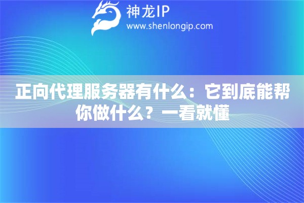 正向代理服务器有什么：它到底能帮你做什么？一看就懂