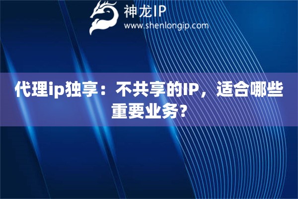 代理ip独享:不共享的IP,适合哪些重要业务? 代理ip独享:不共享的IP,适合哪些重要业务?