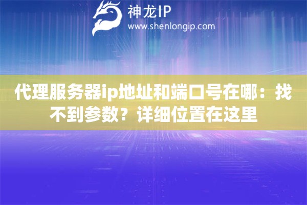 代理服务器ip地址和端口号在哪:找不到参数?详细位置在这里 代理服务器ip地址和端口号在哪:找不到参数?详细位置在这里