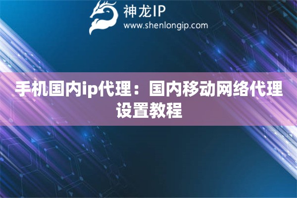 手机国内ip代理:国内移动网络代理设置教程 手机国内ip代理:国内移动网络代理设置教程