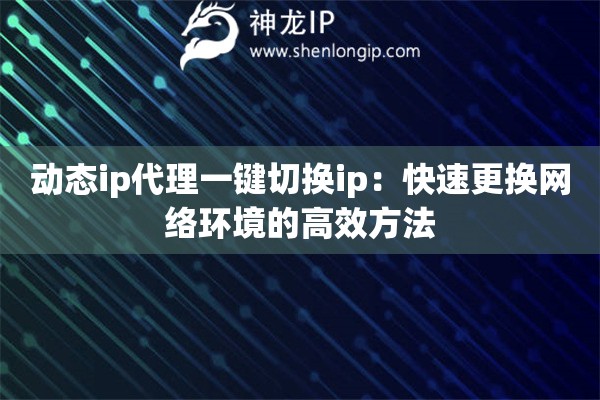 动态ip代理一键切换ip：快速更换网络环境的高效方法