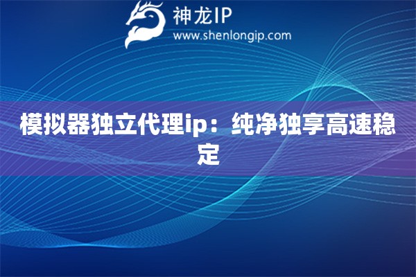 模拟器独立代理ip：纯净独享高速稳定