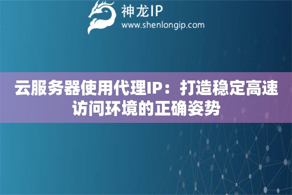 云服务器使用代理IP：打造稳定高速访问环境的正确姿势