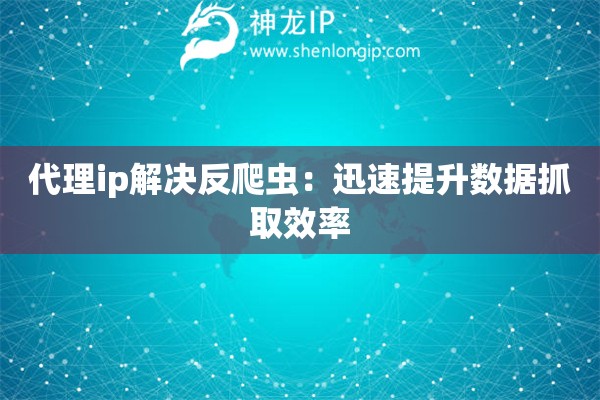 代理ip解决反爬虫：迅速提升数据抓取效率
