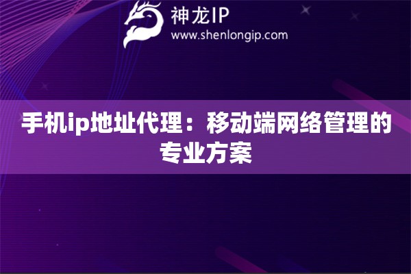 手机ip地址代理：移动端网络管理的专业方案