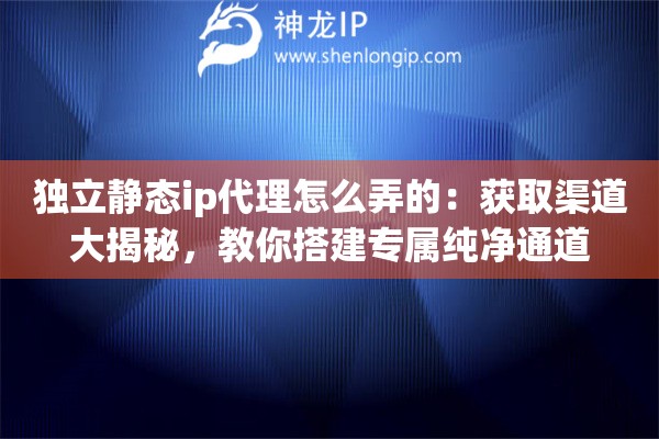 独立静态ip代理怎么弄的：获取渠道大揭秘，教你搭建专属纯净通道