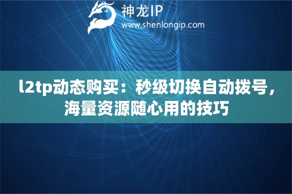l2tp动态购买：秒级切换自动拨号，海量资源随心用的技巧
