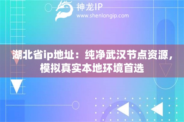湖北省ip地址：纯净武汉节点资源，模拟真实本地环境首选