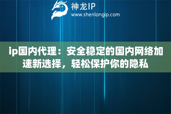 ip国内代理：安全稳定的国内网络加速新选择，轻松保护你的隐私