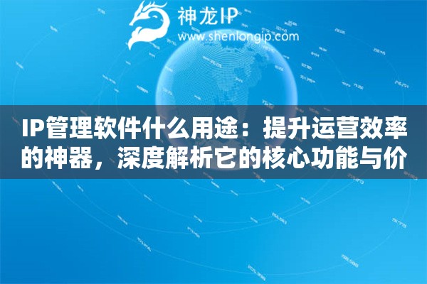 IP管理软件什么用途：提升运营效率的神器，深度解析它的核心功能与价值