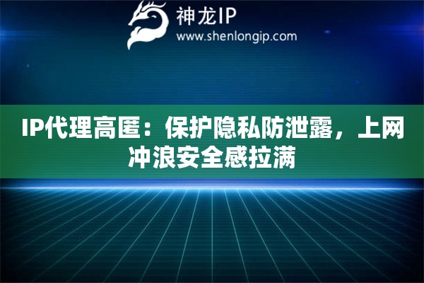 IP代理高匿：保护隐私防泄露，上网冲浪安全感拉满