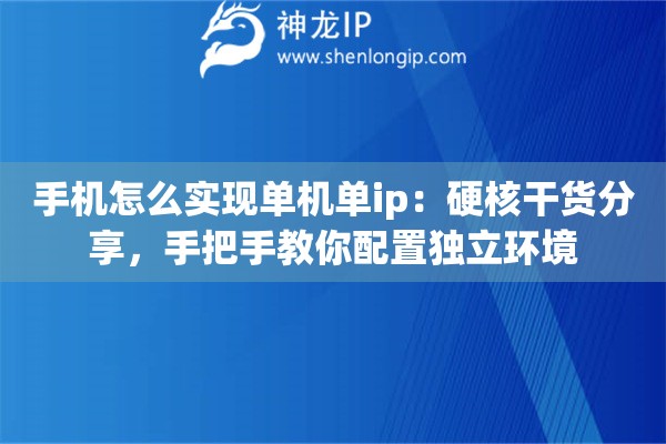 手机怎么实现单机单ip：硬核干货分享，手把手教你配置独立环境