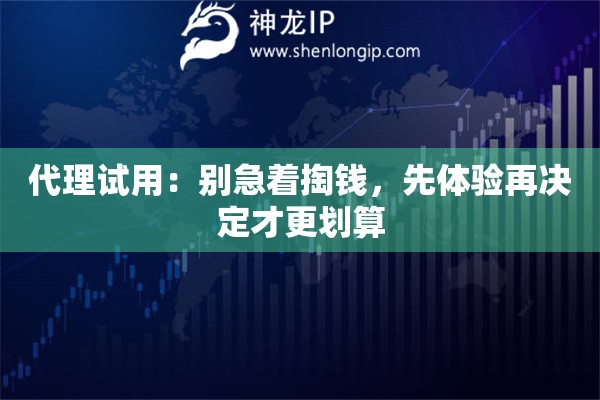 代理试用:别急着掏钱,先体验再决定才更划算 代理试用:别急着掏钱,先体验再决定才更划算