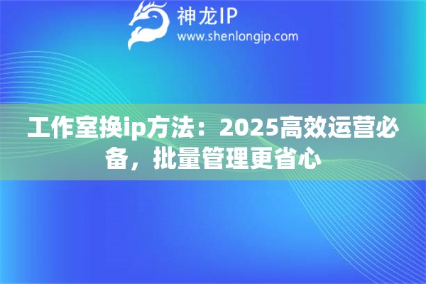 工作室换ip方法:2025高效运营必备,批量管理更省心 工作室换ip方法:2025高效运营必备,批量管理更省心