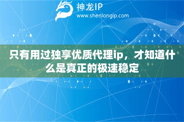 只有用过独享优质代理ip，才知道什么是真正的极速稳定