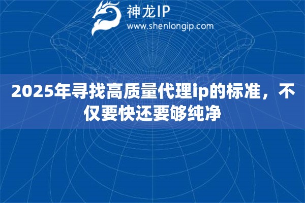 2025年寻找高质量代理ip的标准，不仅要快还要够纯净