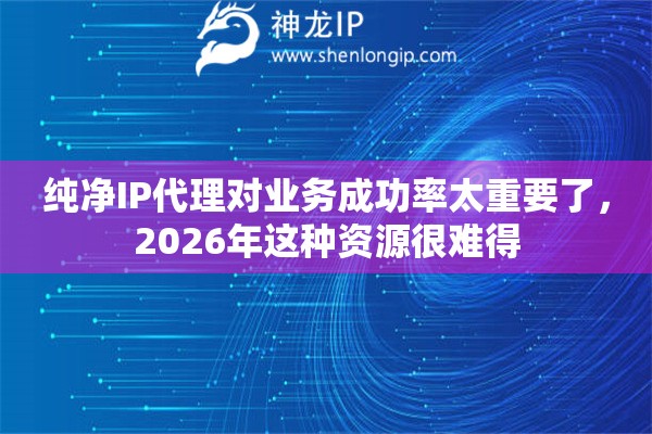 纯净IP代理对业务成功率太重要了，2026年这种资源很难得