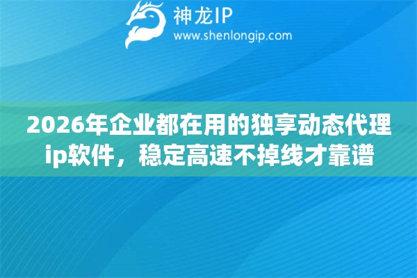 2026年企业都在用的独享动态代理ip软件,稳定高速不掉线才靠谱 2026年企业都在用的独享动态代理ip软件,稳定高速不掉线才靠谱