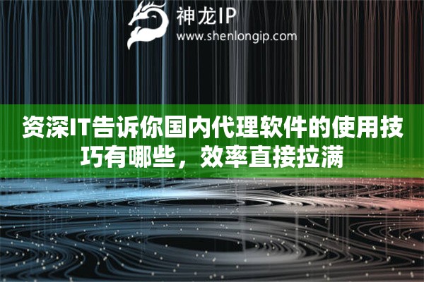 资深IT告诉你国内代理软件的使用技巧有哪些，效率直接拉满