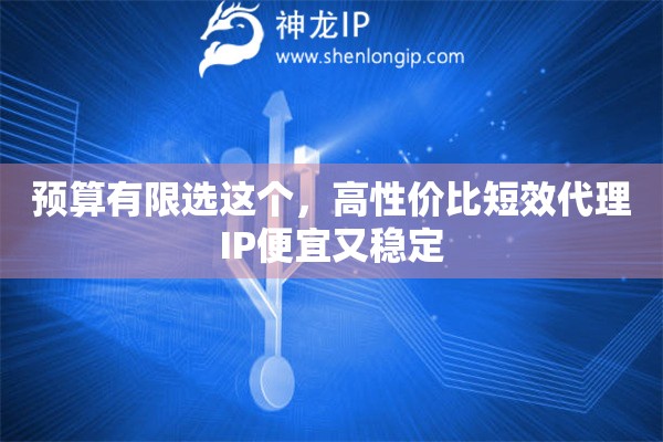 预算有限选这个，高性价比短效代理IP便宜又稳定