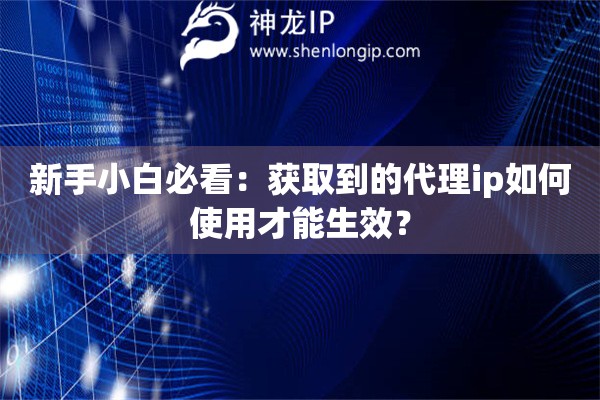 新手小白必看：获取到的代理ip如何使用才能生效？